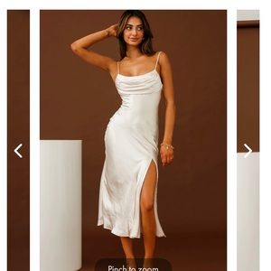 SELFIE LESLIE WELL VERSED PLEATED BUST FRONT SPLIT DRESS CHAMPAGNE